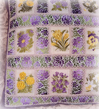 Load image into Gallery viewer, Spectacular Lilac and Yellow Romantic All Silk Handsewn Exquisite Gilded Age Pillow - RARE Antique Woven Kensitas Flower Silks - Antique Lace
