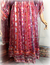 Load image into Gallery viewer, Vintage Vivid Pink Coral Metallic Boho 70s 80s Silk Dress / The Silk Farm Designed by Icinoo / Glittering Gold Threads / Matching Silk Slip
