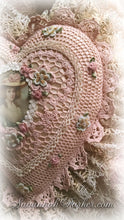 Load image into Gallery viewer, Antique Style Exquisite Romantic Cottage Shabby Chic Pillow - Sweet Blush Pink Crocheted Heart Shape - Antique Laces - Ribbonwork Flowers - MADE TO ORDER
