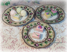 Load image into Gallery viewer, Lovely MZ Austria Set of 3 Antique Cake Dessert Plates, Hand Painted with Pink Roses, Water Lilies, Gold, Graduated Sizes, Shabby Chic
