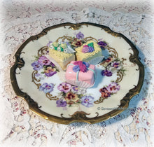 Load image into Gallery viewer, SOLD Antique Rare Vintage Limoges France Purple Pansies 8.5&quot; Plate, Exquisite Colors, Hand Painted, Gold Applied Gilding
