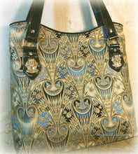 Load image into Gallery viewer, Magnificent Egyptian Inspired Large Handbag -Shoulder Bag -Tote Style -Rare Metallic Egyptian Print -Vintage Brass Accents -Double Handles
