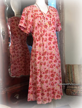 Load image into Gallery viewer, SOLD April Cornell Vintage - Red and Pink Floral Rayon Crepe -1990s Does 1930s/40s Spring and Summer Dress - Cottagecore - Back Ties - Size L
