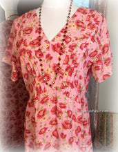 Load image into Gallery viewer, SOLD April Cornell Vintage - Red and Pink Floral Rayon Crepe -1990s Does 1930s/40s Spring and Summer Dress - Cottagecore - Back Ties - Size L
