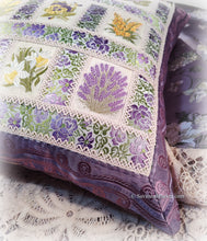 Load image into Gallery viewer, Spectacular Lilac and Yellow Romantic All Silk Handsewn Exquisite Gilded Age Pillow - RARE Antique Woven Kensitas Flower Silks - Antique Lace
