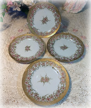 Load image into Gallery viewer, 4 Antique Nagoya Nippon Japanese Gold Moriage Pink Appleblossoms China Tea Plates with Heavy Gold, Handpainted, Wedding Gift, Shabby Chic
