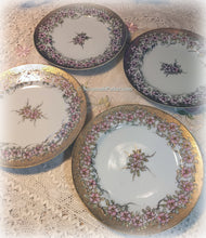 Load image into Gallery viewer, 4 Antique Nagoya Nippon Japanese Gold Moriage Pink Appleblossoms China Tea Plates with Heavy Gold, Handpainted, Wedding Gift, Shabby Chic
