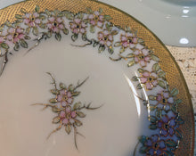 Load image into Gallery viewer, 4 Antique Nagoya Nippon Japanese Gold Moriage Pink Appleblossoms China Tea Plates with Heavy Gold, Handpainted, Wedding Gift, Shabby Chic
