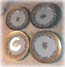 Load image into Gallery viewer, 4 Antique Nagoya Nippon Japanese Gold Moriage Pink Appleblossoms China Tea Plates with Heavy Gold, Handpainted, Wedding Gift, Shabby Chic
