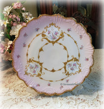 Load image into Gallery viewer, SOLD Antique EXTRA LARGE Rare Vintage Limoges France Pink Gold 11.5&quot; Platter Cake Plate Charger, Marie Antoinette Style, Gold Applied Gilding
