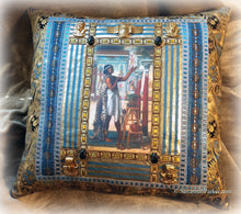 Load image into Gallery viewer, SOLD OUT Antique Style FABULOUS Jeweled Ancient Egyptian Inspired One of a Kind Pillow - Antique Metallic Trims - Antique Egyptian Jeweled Ornaments
