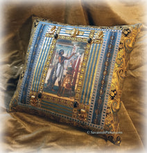 Load image into Gallery viewer, SOLD OUT Antique Style FABULOUS Jeweled Ancient Egyptian Inspired One of a Kind Pillow - Antique Metallic Trims - Antique Egyptian Jeweled Ornaments

