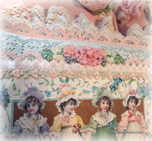 Load image into Gallery viewer, Exquisite Romantic Antique Lace and Silk Ribbonwork Handsewn Pillow - Gorgeous Shabby Chic Cottage - All Antique Laces - White Aqua Pink
