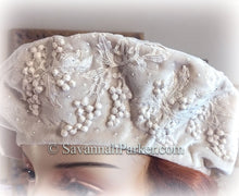 Load image into Gallery viewer, 1920s Vintage Style French Silk Velvet Beret - Tam Hat - Made to Order - Silk Velvet Antique Style Hat - Beaded Antique Lace Beret Hat
