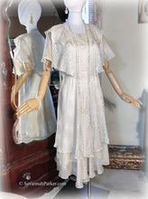 Load image into Gallery viewer, Vintage 70s-80s Ivory Silk Chiffon Dress / The Silk Farm Designed by Icinoo / Multilayered Multi Tiered Bias Skirt / Beach Wedding
