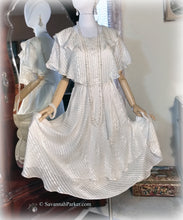 Load image into Gallery viewer, Vintage 70s-80s Ivory Silk Chiffon Dress / The Silk Farm Designed by Icinoo / Multilayered Multi Tiered Bias Skirt / Beach Wedding
