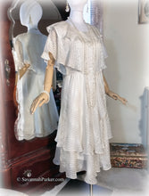 Load image into Gallery viewer, Vintage 70s-80s Ivory Silk Chiffon Dress / The Silk Farm Designed by Icinoo / Multilayered Multi Tiered Bias Skirt / Beach Wedding
