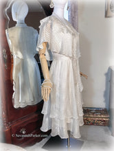 Load image into Gallery viewer, Vintage 70s-80s Ivory Silk Chiffon Dress / The Silk Farm Designed by Icinoo / Multilayered Multi Tiered Bias Skirt / Beach Wedding
