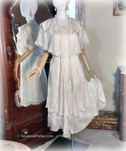 Load image into Gallery viewer, Vintage 70s-80s Ivory Silk Chiffon Dress / The Silk Farm Designed by Icinoo / Multilayered Multi Tiered Bias Skirt / Beach Wedding
