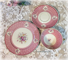 Load image into Gallery viewer, SOLD Beautiful Vintage Seltmann Weiden Bavarian China Pink Tea Trio, Cup, Saucer, Luncheon Plate, Shabby Chic Cottage Decor
