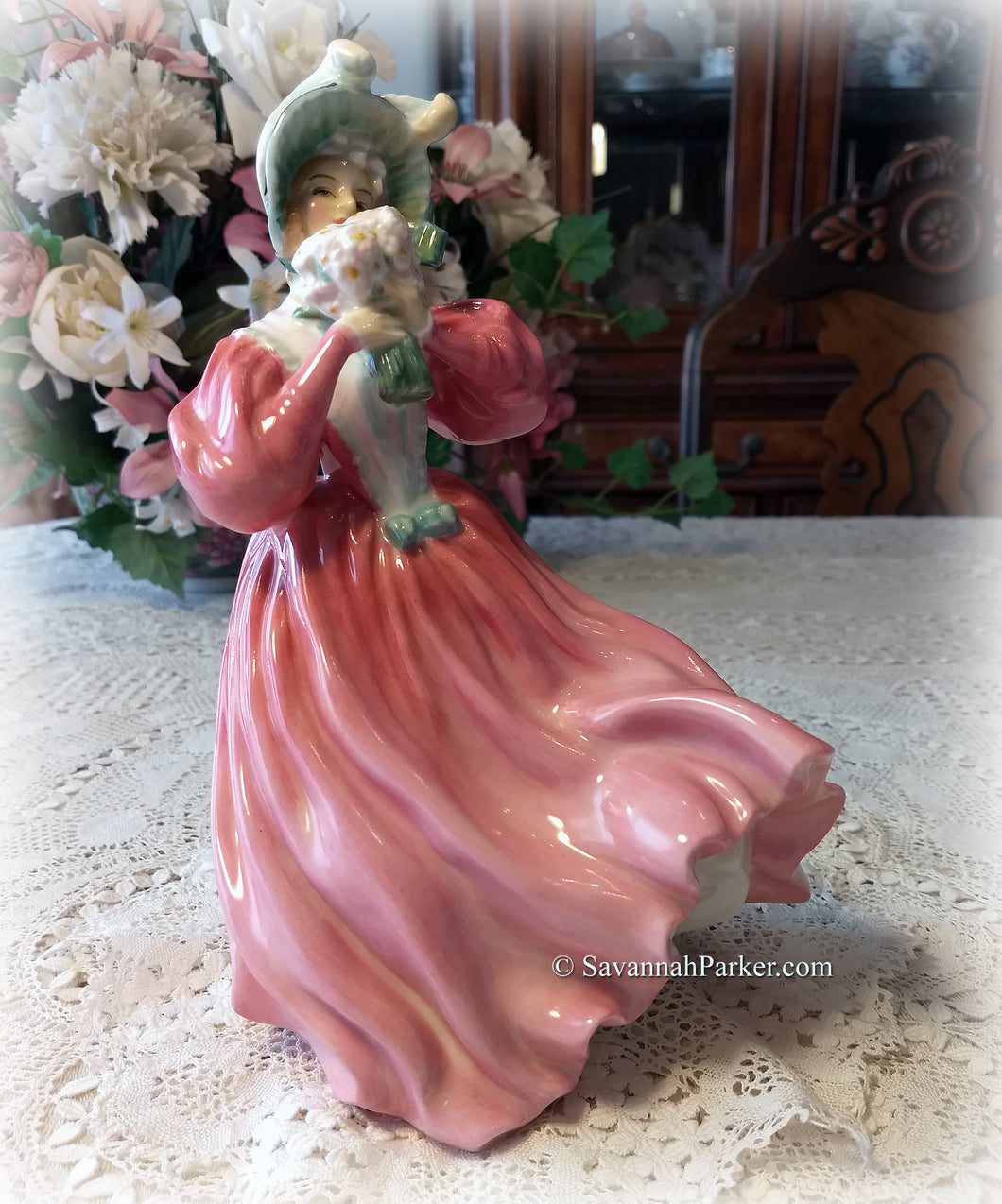 SOLD Royal Doulton Vintage Marguerite Bone China Lady Figurine, OLD marking, Made in England, Beautiful Hand Painting