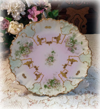 Load image into Gallery viewer, SOLD Antique Rare Vintage Limoges France Mint Green Pink Gold 8.5&quot; Plate, Exquisite Colors, Hand Painted, Gold Applied Gilding
