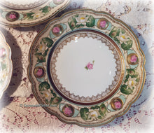 Load image into Gallery viewer, Lovely MZ Austria Set of 3 Antique Cake Dessert Plates, Hand Painted with Pink Roses, Water Lilies, Gold, Graduated Sizes, Shabby Chic
