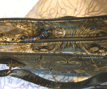 Load image into Gallery viewer, Magnificent Egyptian Inspired Large Handbag -Shoulder Bag -Tote Style -Rare Metallic Egyptian Print -Vintage Brass Accents -Double Handles
