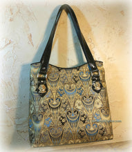 Load image into Gallery viewer, Magnificent Egyptian Inspired Large Handbag -Shoulder Bag -Tote Style -Rare Metallic Egyptian Print -Vintage Brass Accents -Double Handles
