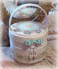 Load image into Gallery viewer, Exquisite Victorian &quot;Birthday Cake&quot; Pink Pastel Silk Ribbon Roses Luxury Case Purse Bag, Antique Lace, Lavish Silk Ribbon Hand Embroidery
