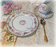 Load image into Gallery viewer, SOLD Lovely Antique Limoges France Garlands of Pink Roses China Tea Trio, Cup, Saucer, Luncheon Plate ~ Hand Applied Gold ~ Shabby Chic
