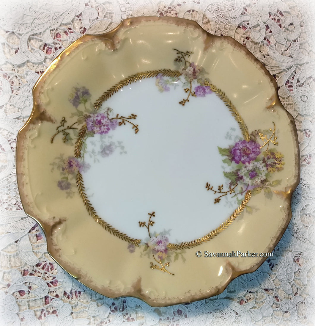 SOLD Antique Rare Vintage Limoges France Pastel Yellow Floral 8.5